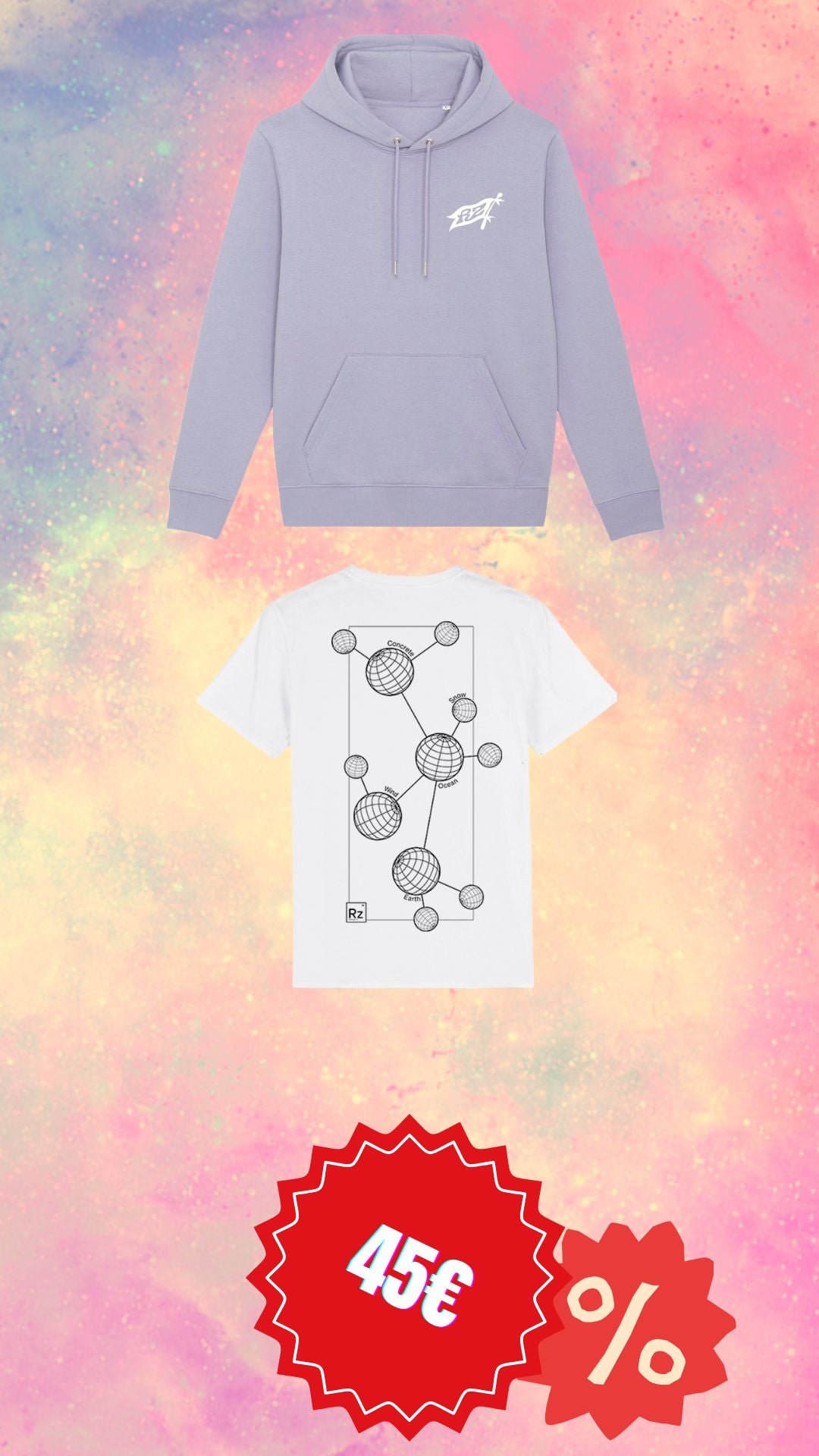 Hoodie Lavender Riding zone + T-shirt molécule