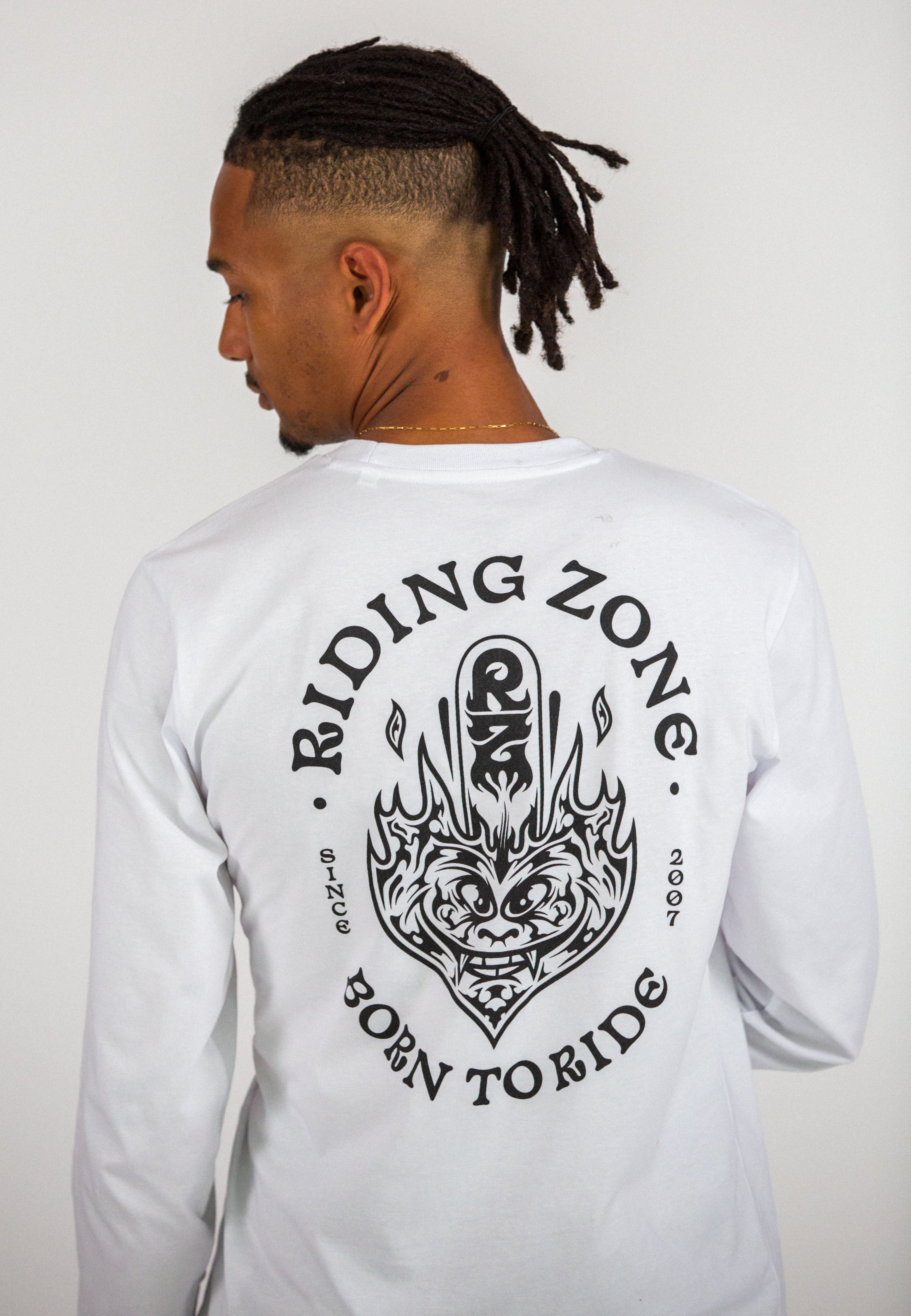 T-shirt manches longues RZ blanc "Born To Ride"