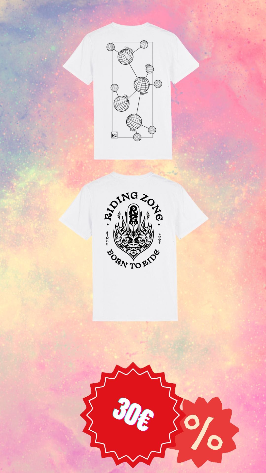 T-shirt RZ blanc "Born To Ride" + Molécule