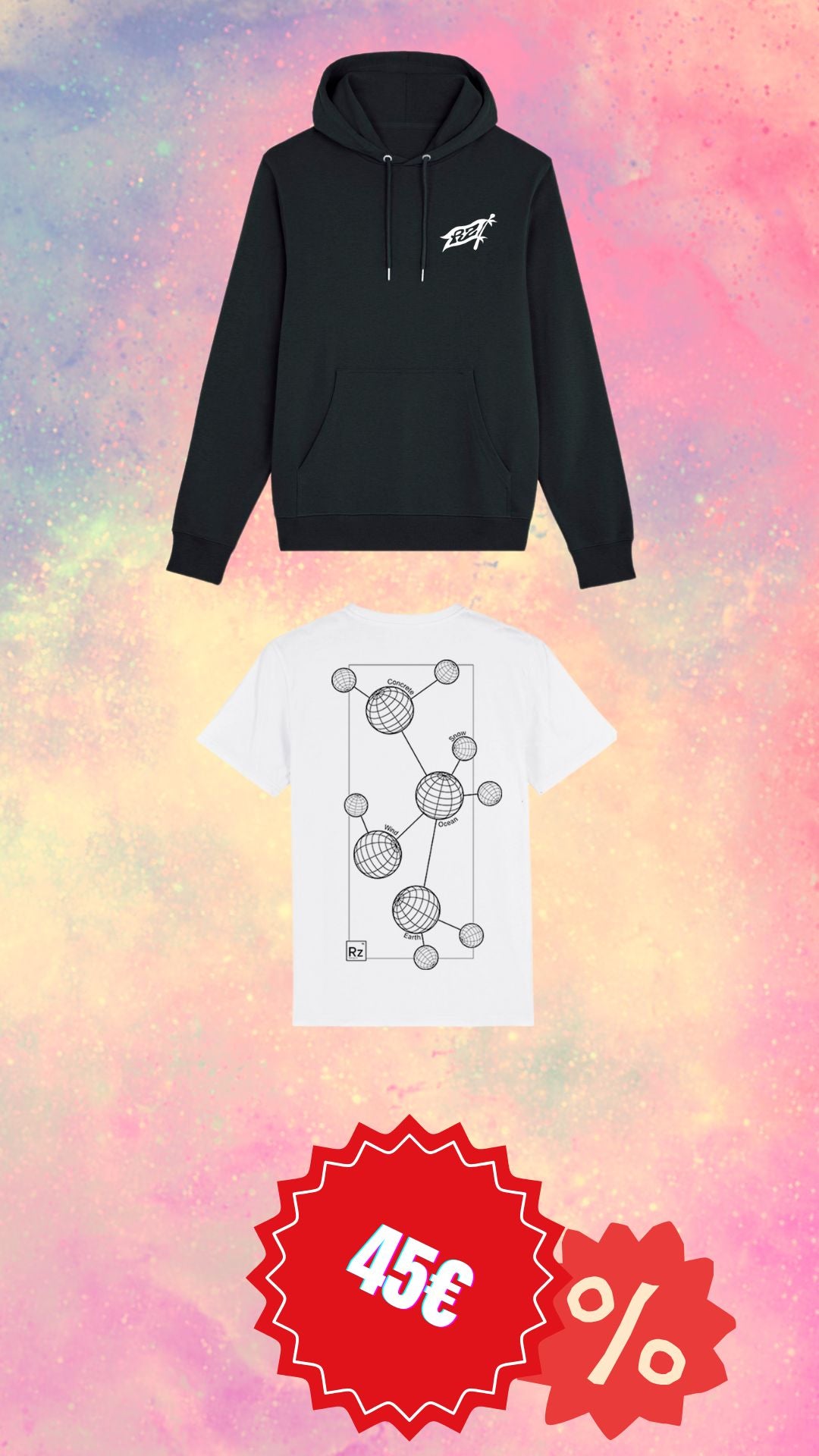 Hoodie noir Riding zone + T-shirt Molécule