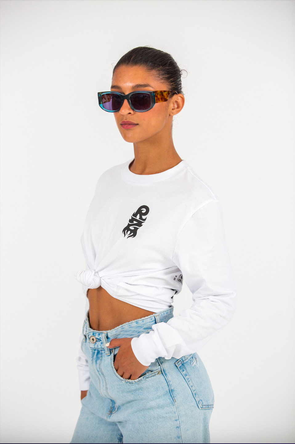 T-shirt manches longues RZ blanc "Born To Ride"