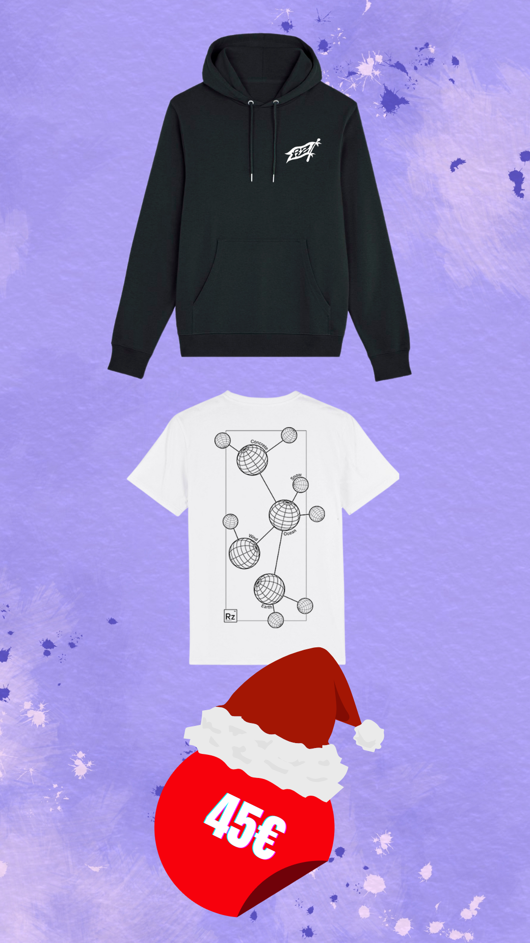 Hoodie noir Riding zone + T-shirt Molécule