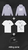 Hoodie Lavender Riding zone + T-shirt molécule + Casquette RZ