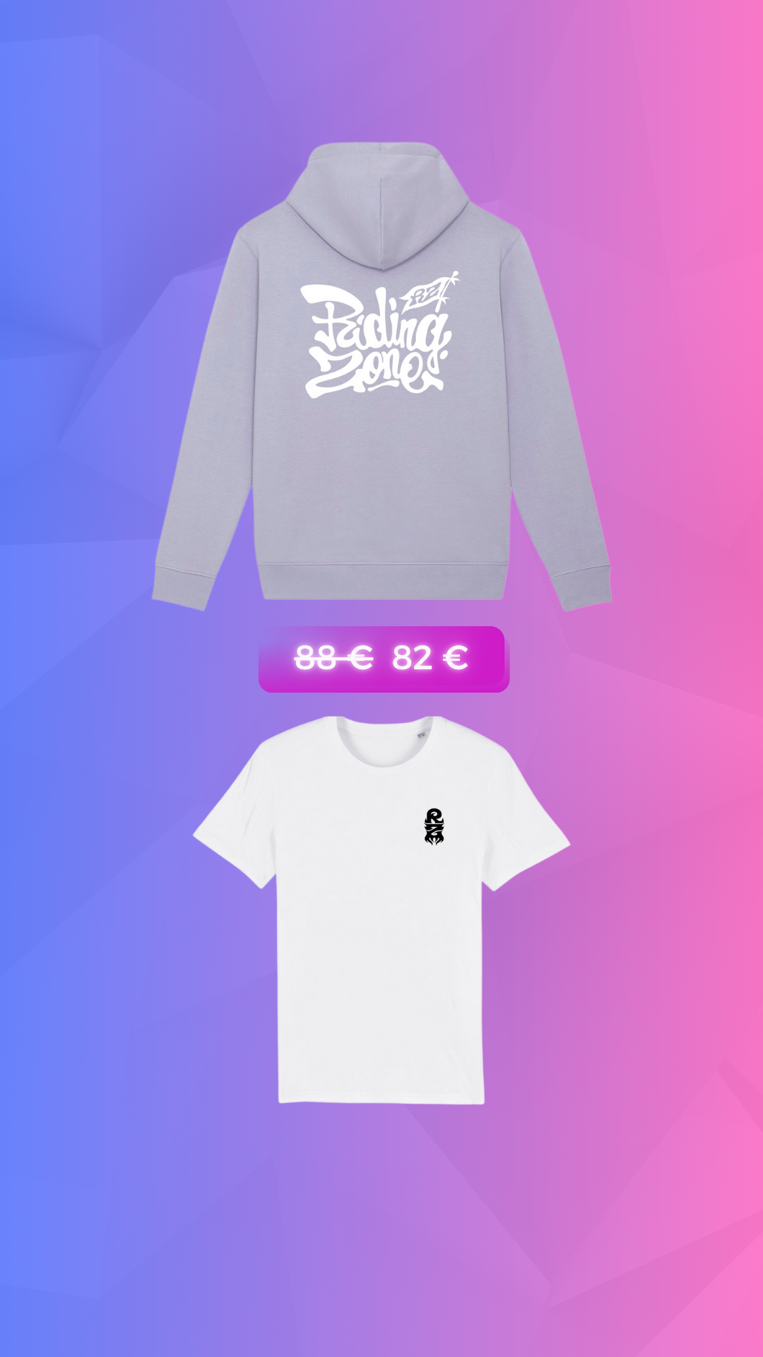 Hoodie Lavender Riding zone + T-shirt "Born to Ride" blanc