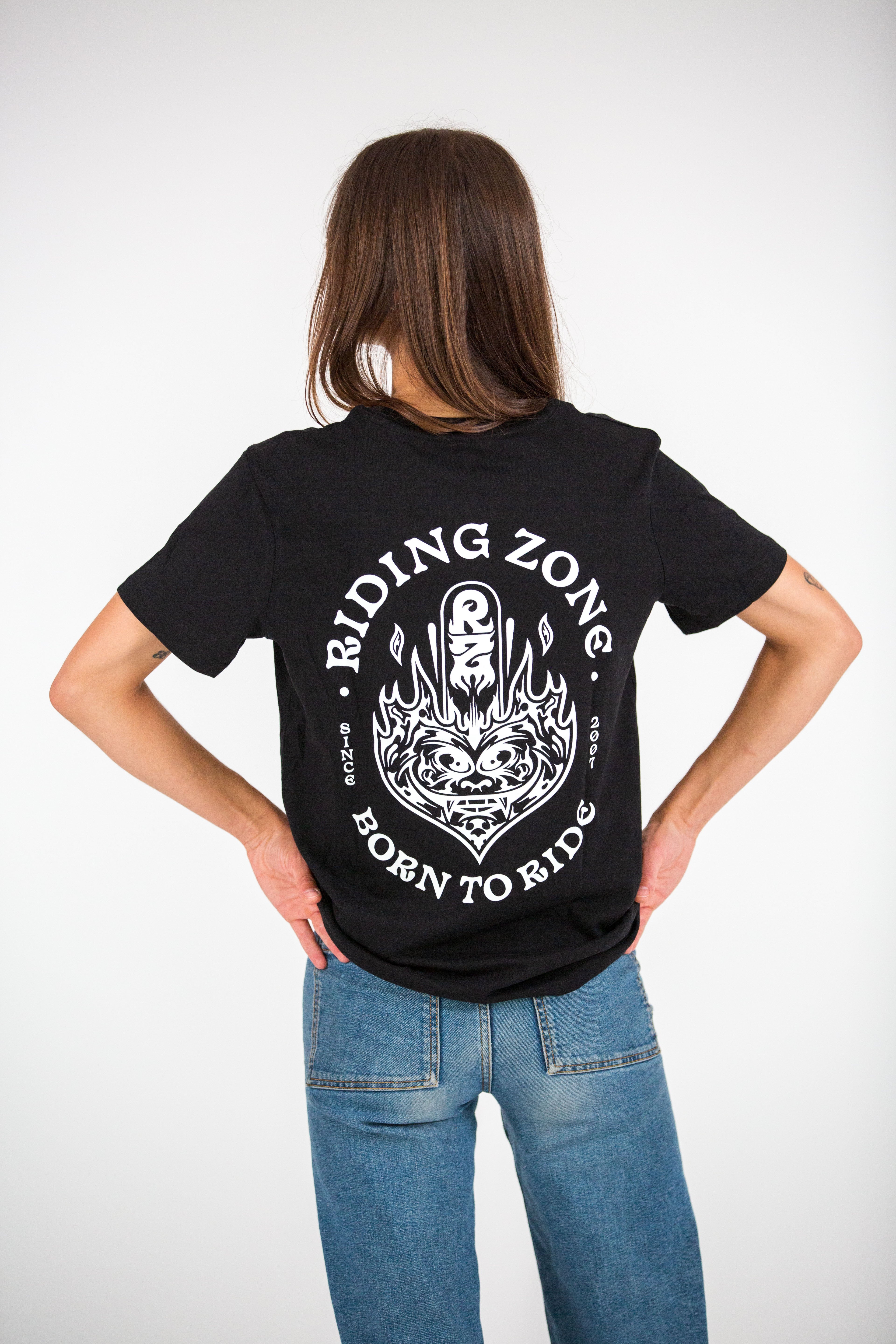 T-shirt noir + T-shirt manches longues blanc "Born To Ride"