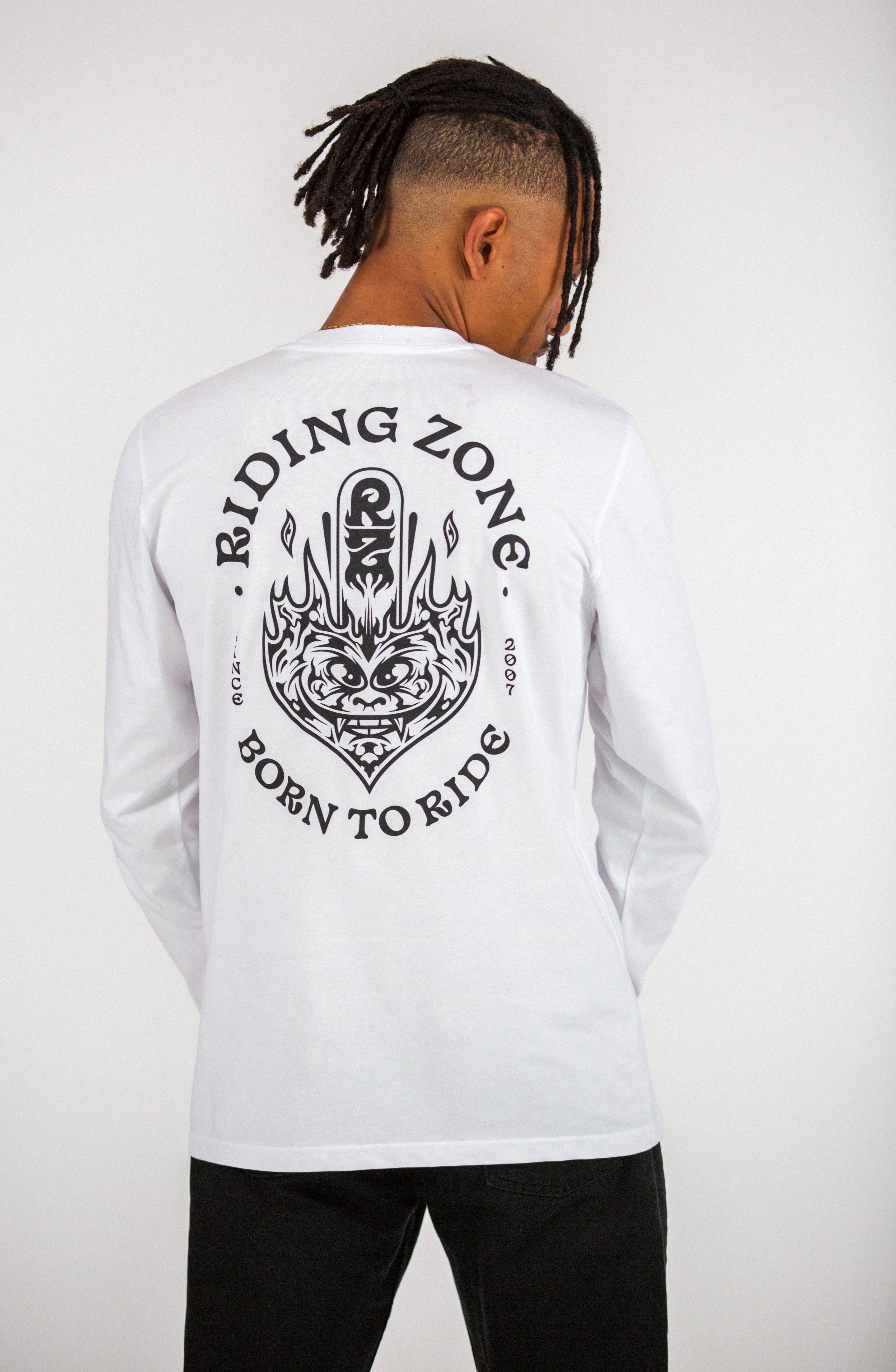 T-shirt RZ + T-shirt manches longues blanc "Born To Ride"